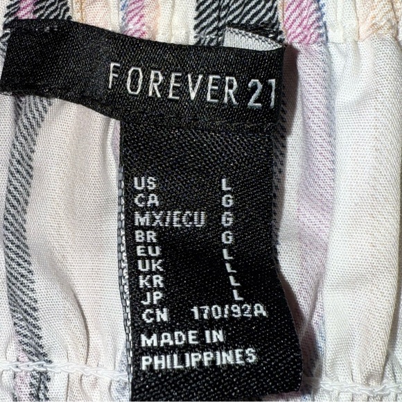 Forever 21 Multicolor Striped Smocked Puff-Sleeve Size Large - Picture 11 of 15